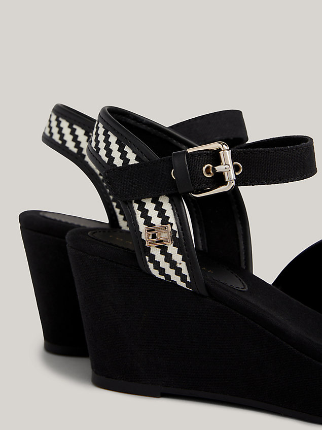 black jagged stripe wedge espadrille sandals for women tommy hilfiger