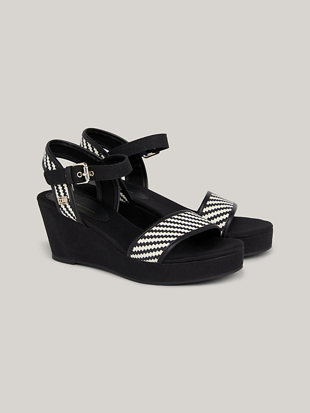 black jagged stripe wedge espadrille sandals for women tommy hilfiger