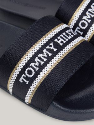 Logo Strap Webbing Pool Slides | Blue | Tommy Hilfiger