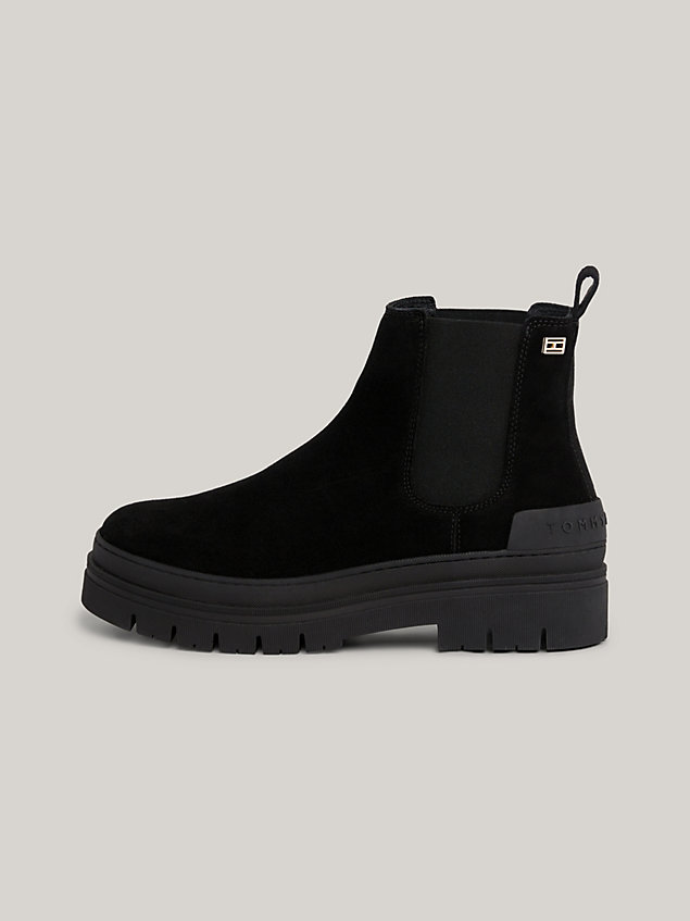 black casual suede ankle boots for women tommy hilfiger