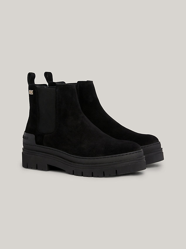 black casual suede ankle boots for women tommy hilfiger