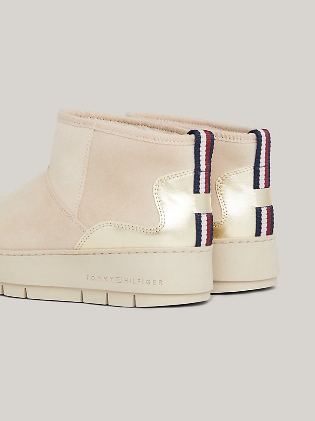 beige metallic suede cleat snow boots for women tommy hilfiger