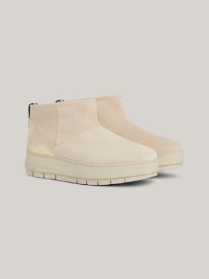 Botas de nieve con cinta distintiva y logo, Blanco