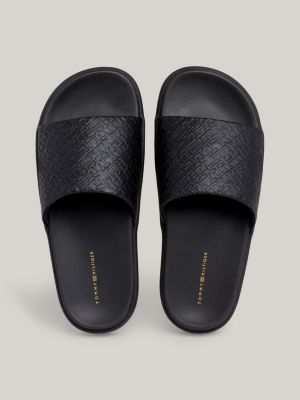 TH Monogram Platform Pool Slides Black Tommy Hilfiger