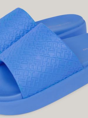 TH Monogram Platform Pool Slides Blue Tommy Hilfiger