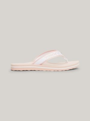 chanclas trenzadas con monotipo hilfiger white de mujeres tommy hilfiger