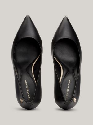 Essential Leather Pointed Toe Stiletto Heels | Black | Tommy Hilfiger