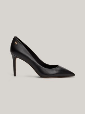 Black leather stiletto clearance pumps