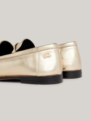 Metallic store leather loafers