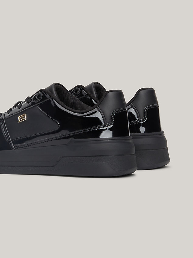 black patent cupsole basketball trainers for women tommy hilfiger