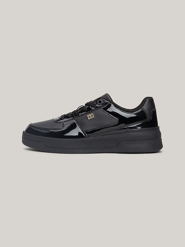 black patent cupsole basketball trainers for women tommy hilfiger