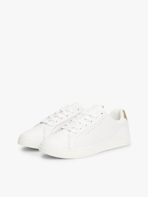 Essential Metallic Leather Cupsole Trainers | White | Tommy Hilfiger