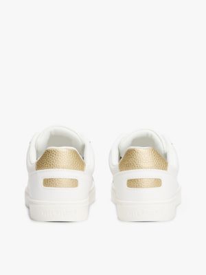 Essential metallic cupsole sneaker van leer Wit Tommy Hilfiger