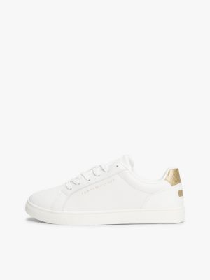 white leather cupsole trainers for women tommy hilfiger