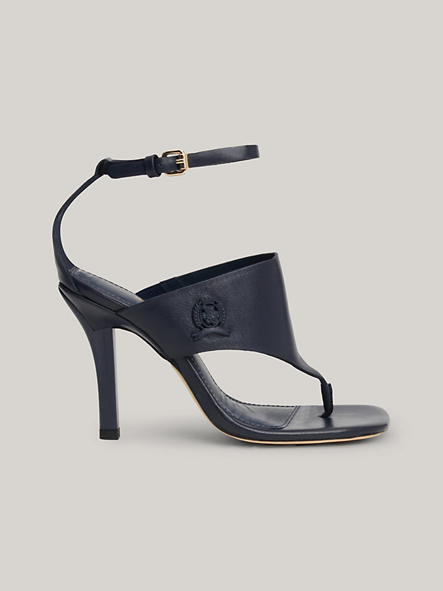 blue crest high heel leather thong sandals for women tommy hilfiger