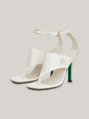 white crest stiletto-ledersandale mit zehensteg für damen - tommy hilfiger