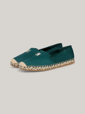 Satin Flat Espadrilles | Green | Tommy Hilfiger