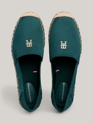 Satin Flat Espadrilles | Green | Tommy Hilfiger