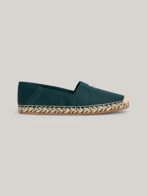 Satijnen espadrille met lage hak Groen Tommy Hilfiger