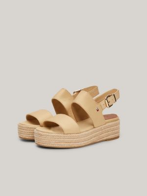 beige espadrille-keilsandale mit seil-detail für damen - tommy hilfiger