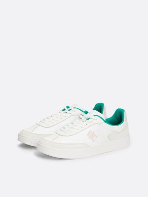 sneakers heritage sportive con mix di texture bianco da donne tommy hilfiger