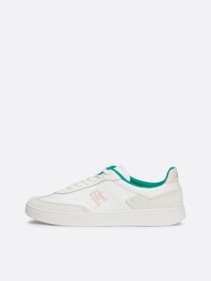 sneakers heritage sportive con mix di texture bianco da donne tommy hilfiger