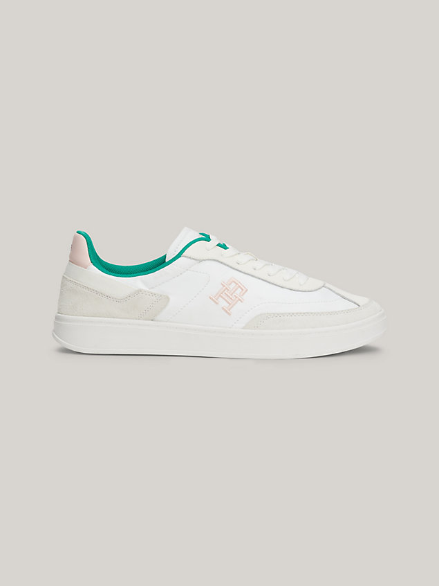 white heritage suede court trainers for women tommy hilfiger