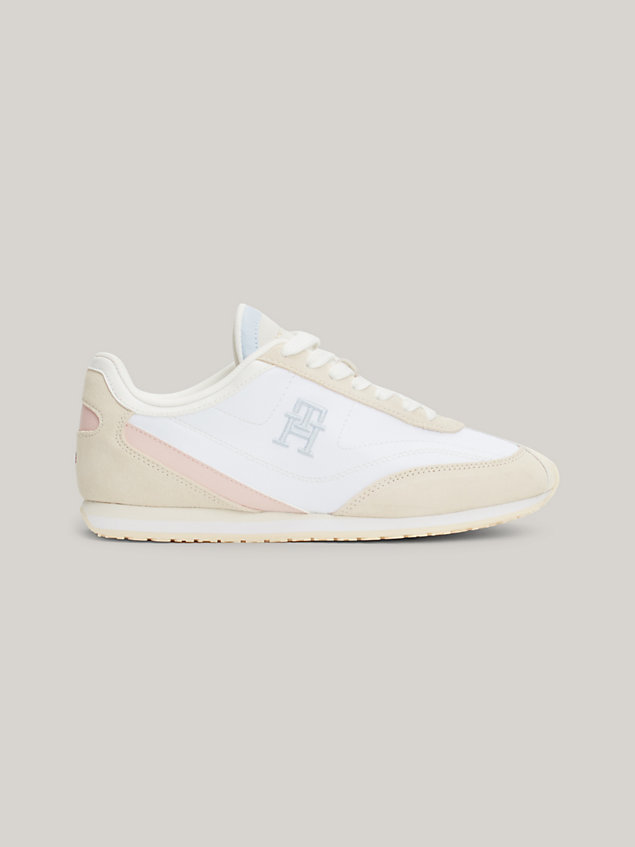white heritage runner suede trainers for women tommy hilfiger