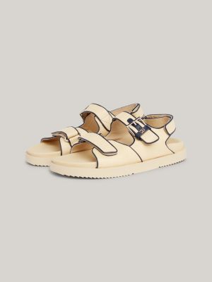 beige raffia th monogram sandale für damen - tommy hilfiger