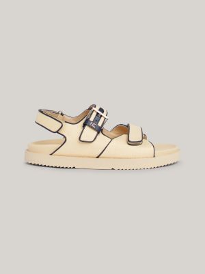 beige raffia th monogram sandale für damen - tommy hilfiger