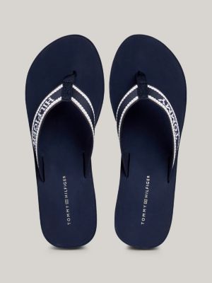 Teenslipper met sleehak en logoband Blauw Tommy Hilfiger