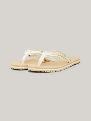 sandali infradito con dettagli metallizzati beige da donne tommy hilfiger