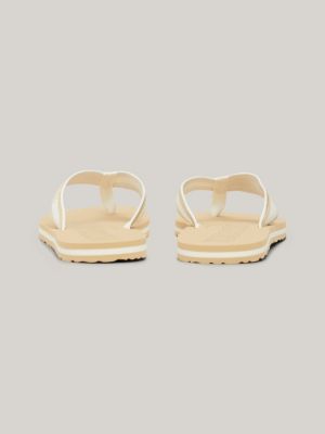 sandali infradito con dettagli metallizzati beige da donne tommy hilfiger