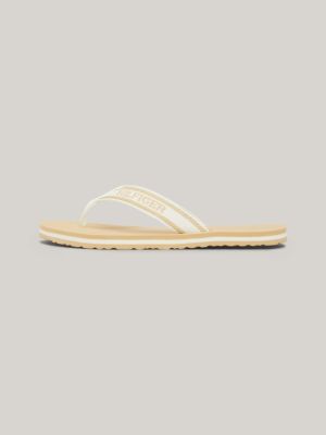 sandali infradito con dettagli metallizzati beige da donne tommy hilfiger