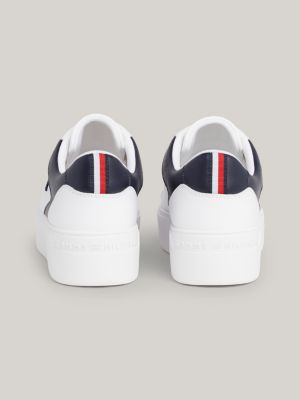 Sneakers sportive in pelle con plateau Bianco Tommy Hilfiger