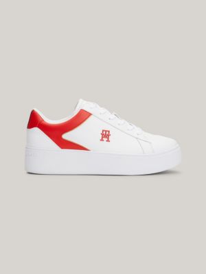 Lightweight Perforated Leather Trainers, Red