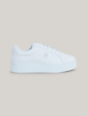 Tommy hilfiger women's white leather clearance sneakers