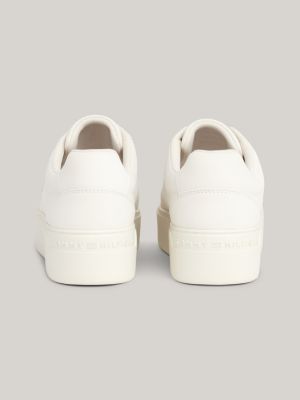 Baskets compens es en cuir nubuck Blanc Tommy Hilfiger