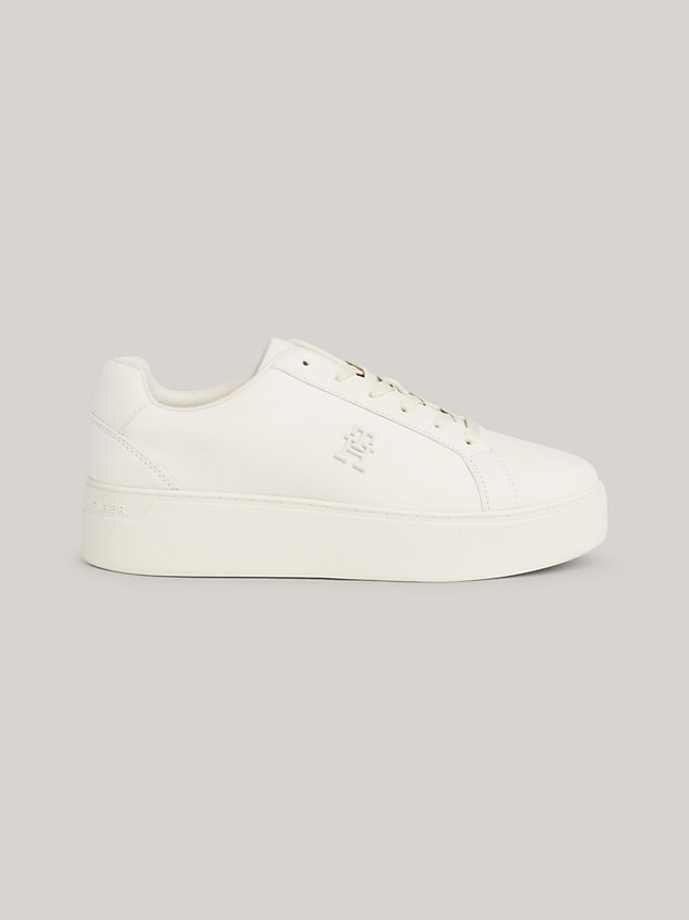white nubuck leather platform court trainers for women tommy hilfiger