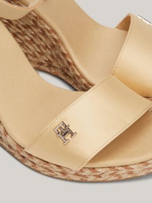 sandali espadrillas in raso con suola alta beige da donne tommy hilfiger