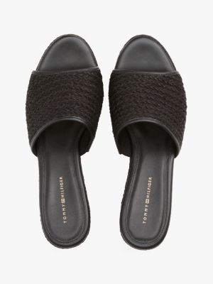 Tommy hilfiger platform sandals black best sale and white