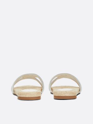 sandali espadrillas in pelle con monogramma bianco da donne tommy hilfiger