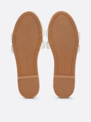 TH Monogram Embossed Leather Espadrille Sandals | White