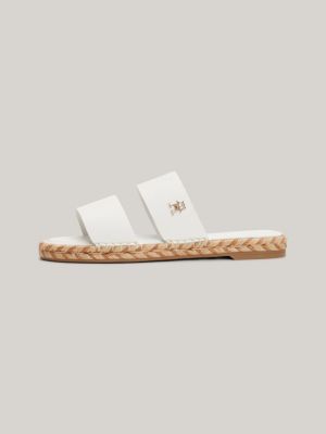 White flat 2025 espadrille sandals