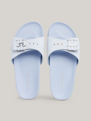 TH Monogram Buckle Suede Sandals | Blue | Tommy Hilfiger