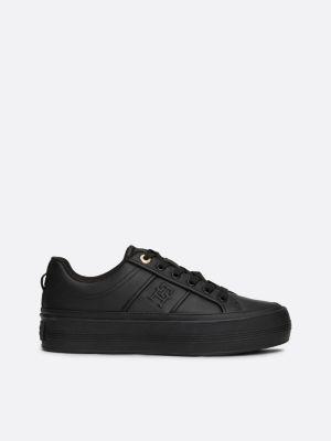 black leren platformsneaker voor dames - tommy hilfiger