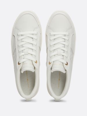 wit leren platformsneaker voor dames - tommy hilfiger