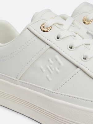 wit leren platformsneaker voor dames - tommy hilfiger