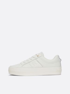 white leather flatform trainers for women tommy hilfiger