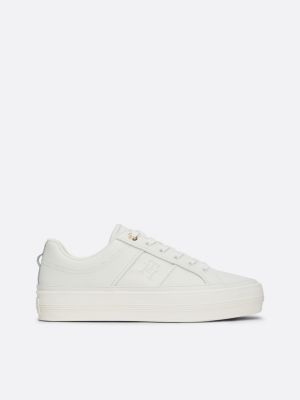 white leather flatform trainers for women tommy hilfiger